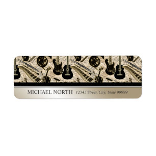Noten und Instrumente, schwarz/Gold