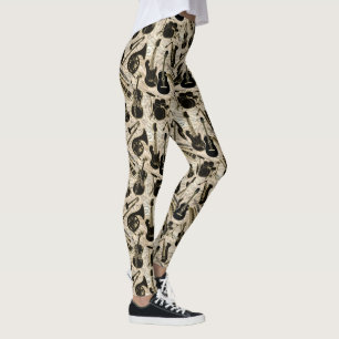 Noten und Instrumente Schwarz/Gold ID481 Leggings