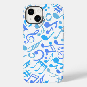 Noten und Symbole Muster blau.b Weiß Case-Mate iPhone 14 Hülle