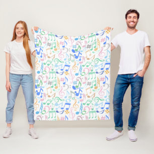Noten und Symbole Muster pastellfarben.w Fleecedecke