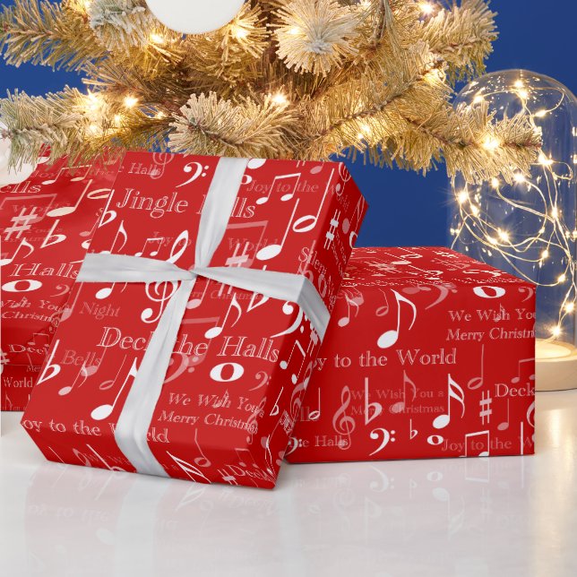 Noten und Symbole, Weihnachtslieder Wrappi Geschenkpapier (Feiertage)