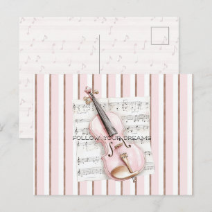 Notenblatt für rosa Geige Postkarte