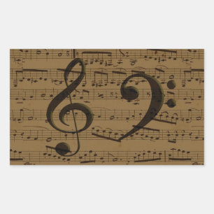 Notenblatt mit Violinschlüssel Klassiker  Rechteckiger Aufkleber