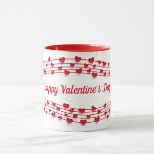 Notenblatt Rote Herzen Valentinstag Tasse