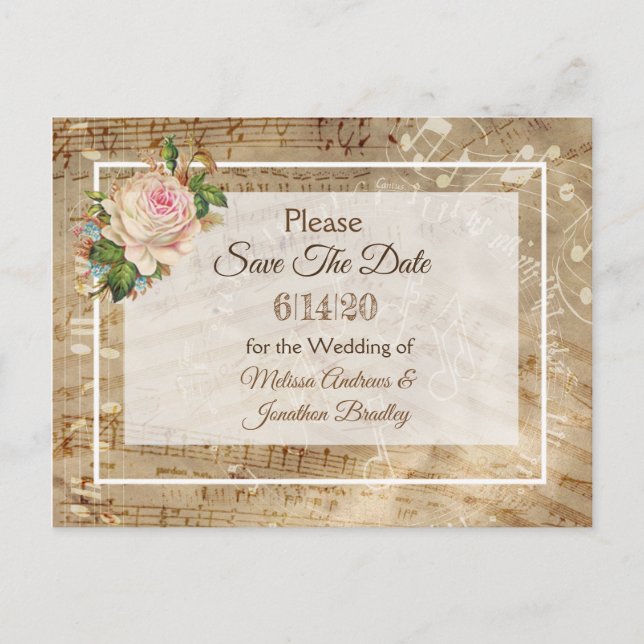 Notenblatt Save-the-Date Postkarte (Vorderseite)