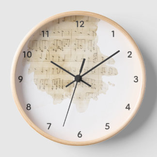 Notenblatt Wasserfarbe Vintage  Uhr