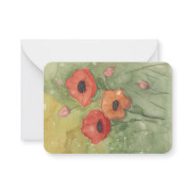 Notenkarte mit handbemalten Mohnblumen-Blume