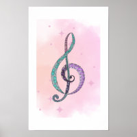 Notenlinien- und Farbposter mit Violinschlüssel