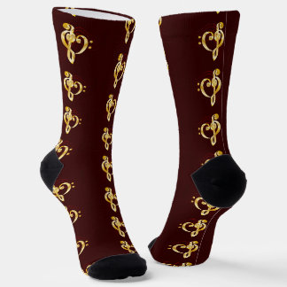 Notenlinien und Herz Violine und Bassschlüssel Socken