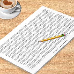 Notenpapier im Querformat mit 12 Notensystemen Notizblock