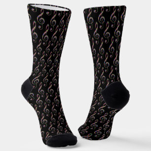 Notenschlüssel in Regenbogenfarben Socken