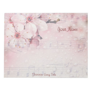 Notepad 11" x 8. 5" Große Kirschblüten Musik Notizblock