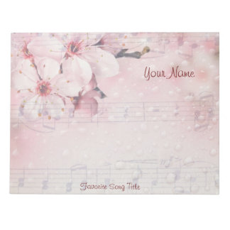 Notepad 11" x 8. 5" Große Kirschblüten Musik Notizblock