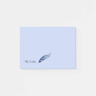 Notepad - Blue Feather Pen Post-it Klebezettel