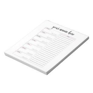 Notepad für personalisierten Wochenplaner Notizblock