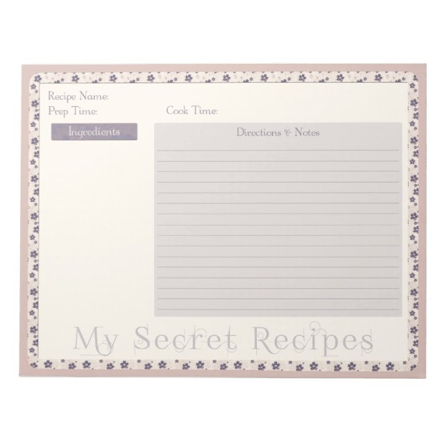 Notepad in Lila Blume Notizblock (Vorderseite)