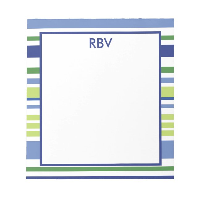 Notepad mit blauem und grünem Streifen Notizblock (Vorderseite)