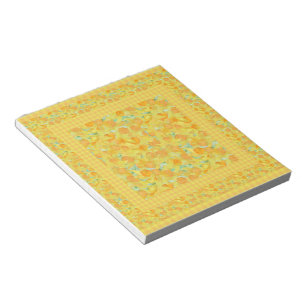 Notepad oder Jotter, Golden Daffodis, Karo Gingham Notizblock