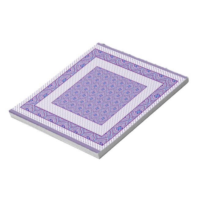 Notepad oder Jotter, Mauve und White Ogees, Polkas Notizblock (Rotiert)