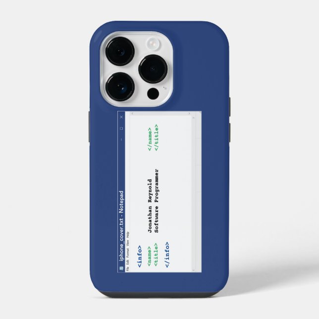 Notepad-Programmierer-Format-Computerexperte iPhone 14 Pro Hülle (Rückseite)