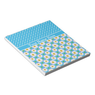 Notepad to Personalize: Polkas, Daisies on Blue Notizblock