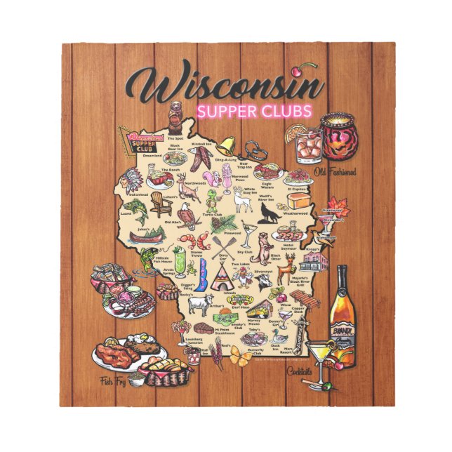 Notepad - Wisconsin Supper Club Karte Notizblock (Vorderseite)