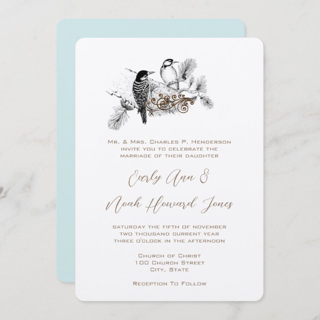 Notes blanches de Faire-part de mariage Inséparabl (Devant / Derrière)