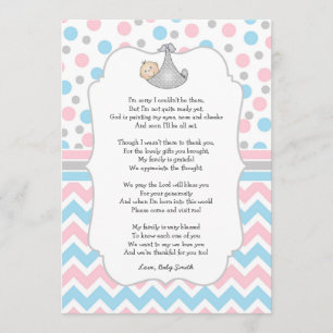 Notes bleues roses w/poem de Merci de baby shower