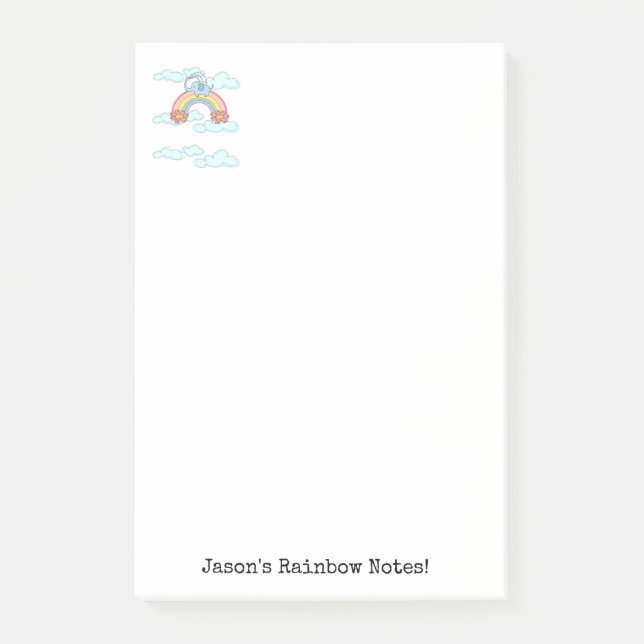 Notes Blue Elephant Clouds Post-it Klebezettel (Vorderseite)