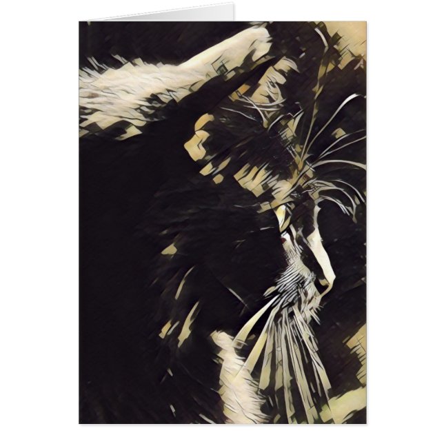 Notes d'art de chat, profil de chat noir (blanc à (Devant)