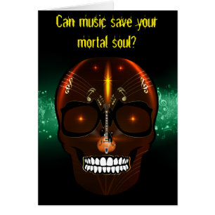 Notes de la guitare de la carte blanche crâne