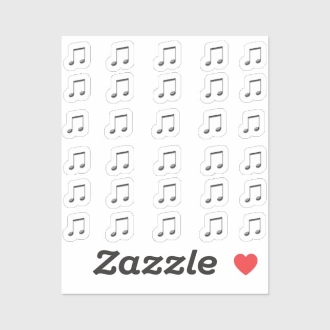 Notes de musique 3D en argent foncé 30 Stickers (Feuille)