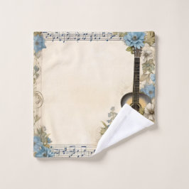 Notes de musique de guitare bleue Fleurs