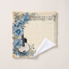 Notes de musique de guitare bleue Fleurs