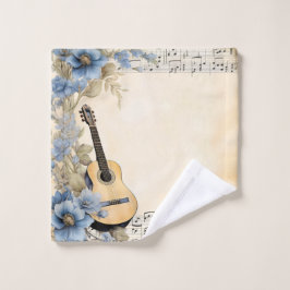 Notes de musique de guitare bleue Fleurs