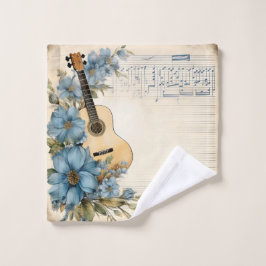 Notes de musique de guitare bleue Fleurs
