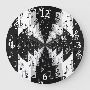 Notes de musique Echo noir et blanc Horloge ronde