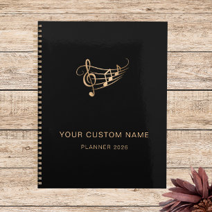 Notes de musique élégante Gold Black Singer annuel