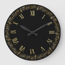 Notes de musique élégantes Faux Gold | Horloge mur