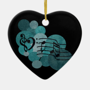 Notes de musique et décoration turquoise