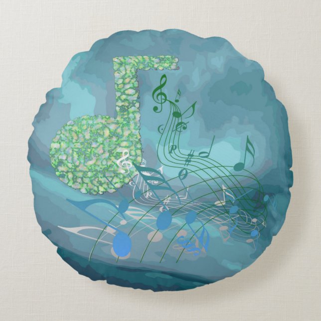Notes de musique Green&Blue Aqua Abstrait Coussin  (Devant)