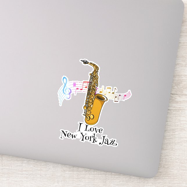 Notes de musique I Love New York Saxophone Sticker (Détail)