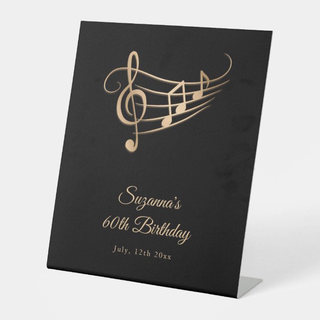 Notes de musique or d'anniversaire Elegant signe d (Recto)