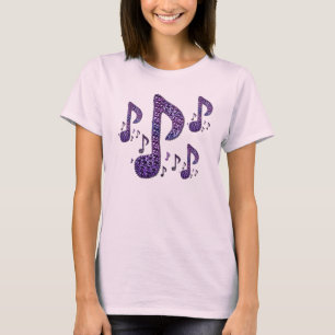 Notes de musique pourpre étincelante T-shirt