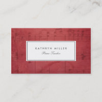 Notes de musique rouge Cartes de visite
