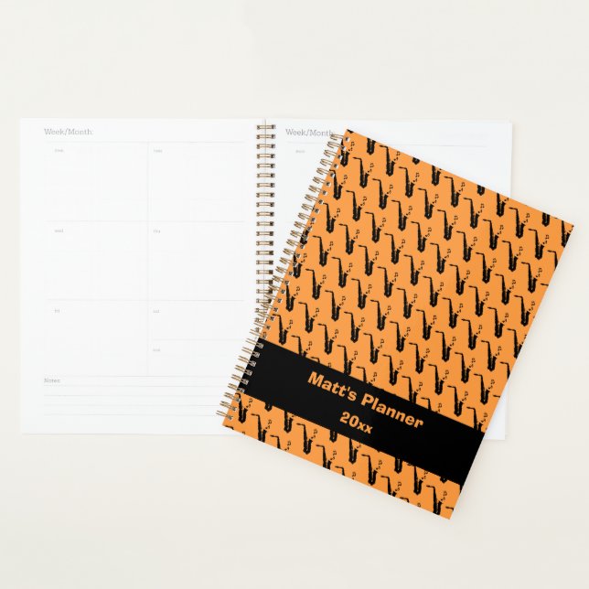 Notes de musique saxophone Orange personnalisé (Devant avec enveloppe)