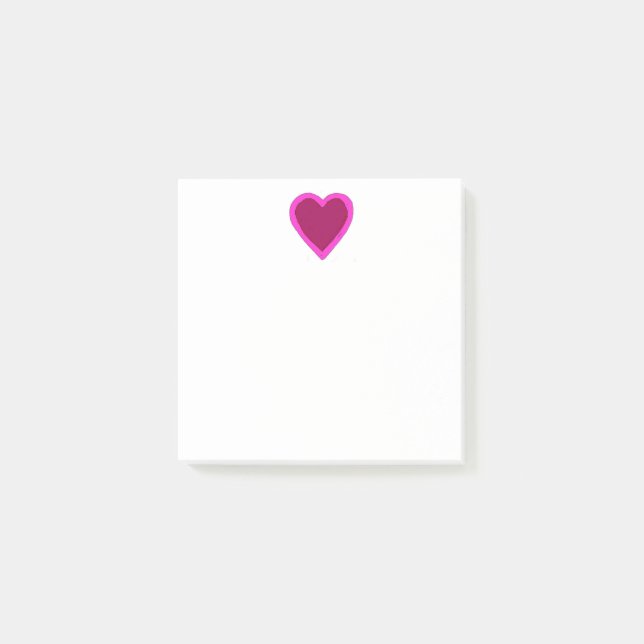 Notes de post-it assez roses de coeur (Devant)