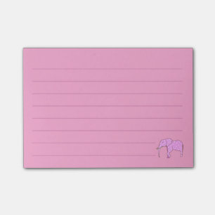 Notes de post-it blanches rayées d'éléphant ros