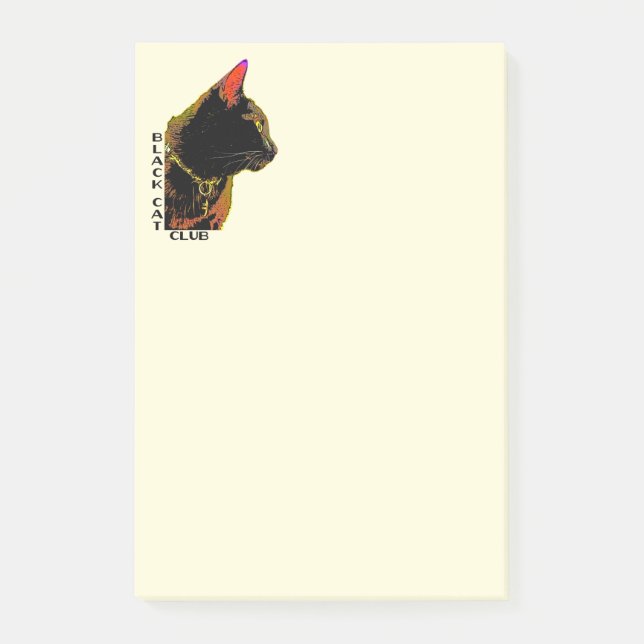 Notes de post-it de club de chat noir (Devant)