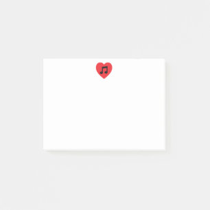 Notes de post-it de coeur de note de musique